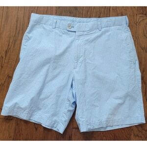 Peter Millar Crown Men's Checkered Chino Golf Pockets Performance Shorts Sz 36x8